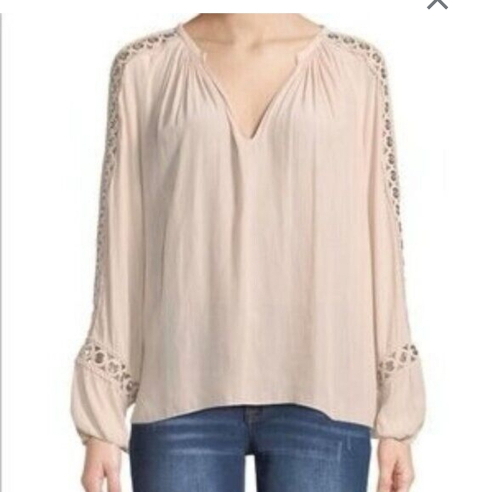 Ramy Brook Womens peasany boho studded lace  blouse
